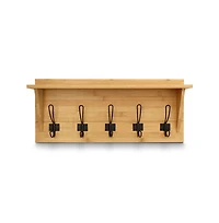 Rustic Wall Mounted Coat Rack Shelf - Wooden Country Style 24" Entryway With Hooks Solid Pine Wood For Entryway, Kitchen, Bathroom