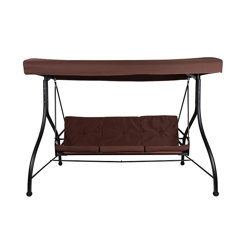 3-Seat Outdoor Steel Converting Patio Swing And Bed Canopy Hammock