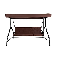 3-Seat Outdoor Steel Converting Patio Swing And Bed Canopy Hammock
