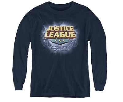 Justice League Boys of America Youth Storm Logo Long Sleeve Sweatshirts