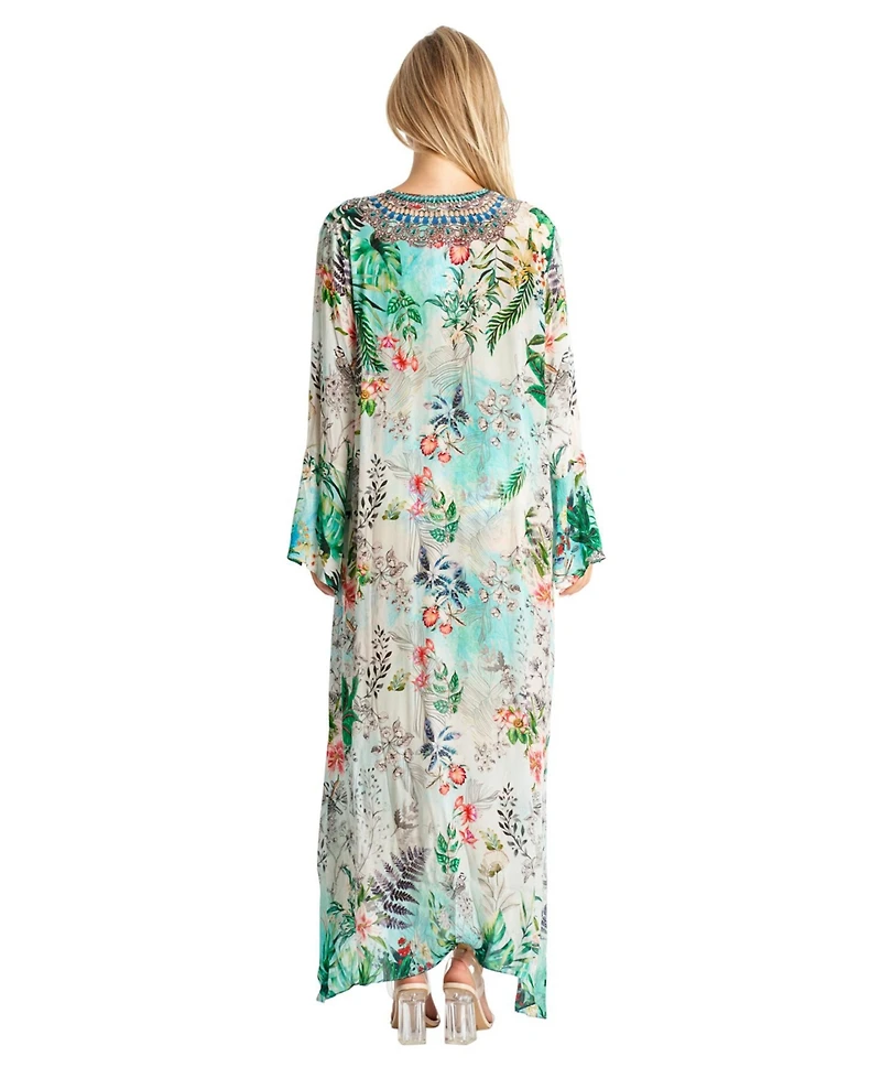 La Moda Clothing Women's Maxi Long Sleeves Kaftan Dress