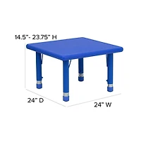 Emma+Oliver 24" Square Plastic Height Adjustable Activity Table