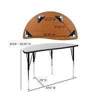 Emma+Oliver 47.5" Half Circle Wave Flexible Collaborative Adjustable Height Activity Table