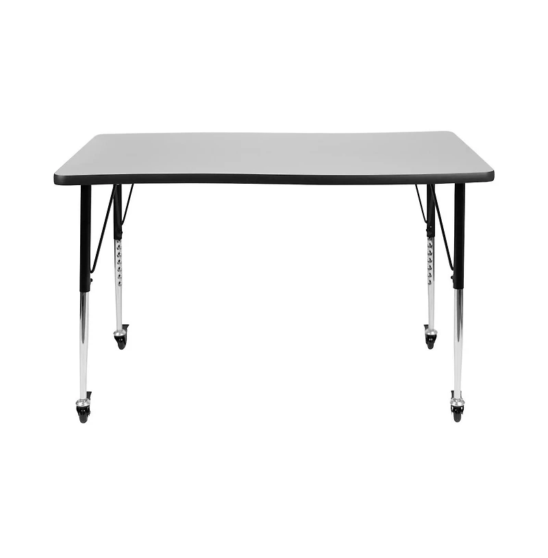 Emma+Oliver Mobile 28"Wx47.5"L Rectangle Wave Flexible Collaborative Adjustable Activity Table