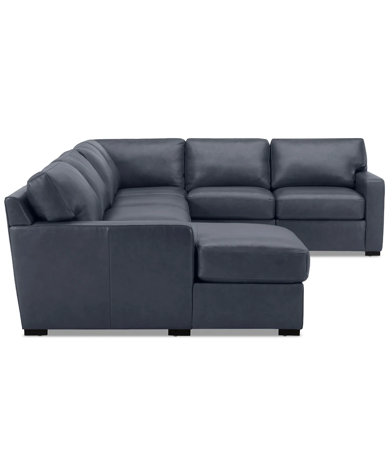 Radley 136" 5-Pc. Leather Square Corner Modular Chase Sectional, Created for Macy's