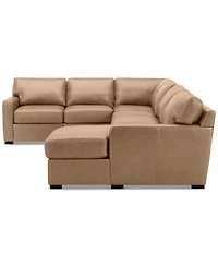Radley 136" 5-Pc. Leather Square Corner Modular Chase Sectional, Created for Macy's