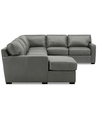 Radley 136" 5-Pc. Leather Square Corner Modular Chase Sectional, Created for Macy's