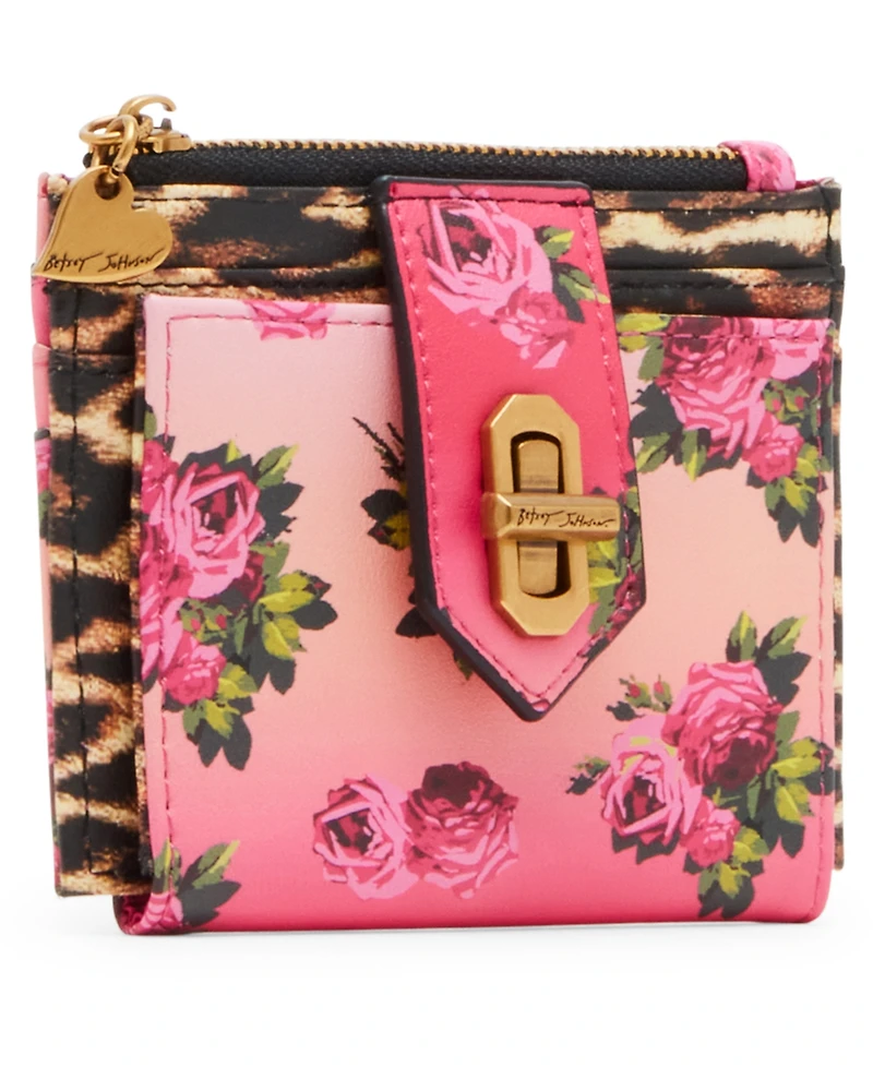 Betsey Johnson Leopard Floral Bifold Wallet