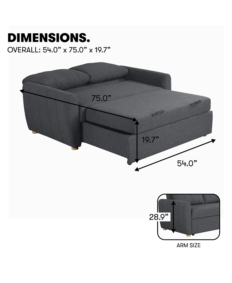 Serta 66.5"W Polyester Gentry Convertible Loveseat