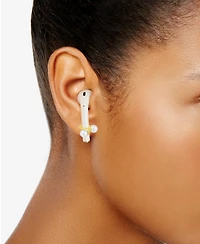 And Now This White Imitation Pearl Ear Bud Holder Earring