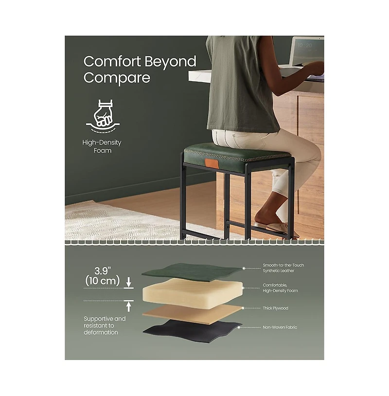 Counter Height Bar Stools Set of 2, Synthetic Leather with Stitching