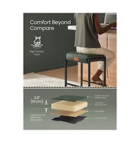 Counter Height Bar Stools Set of 2, Synthetic Leather with Stitching