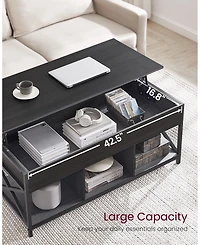 Lift-Top Industrial Coffee Table with Hidden Compartments for Small Spaces