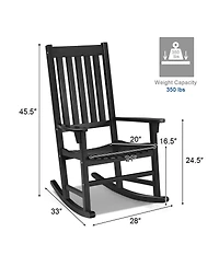 Gymax 2PCS Wood Rocking Chair Porch Rocker High Back Garden Seat Indoor Outdoor Black