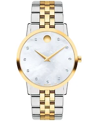 Movado Women's Swiss Museum Classic Diamond (1/20 ct. t.w.) Two Tone Stainless Steel Bracelet Watch 33mm