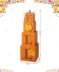 Glitzhome 25.5"H Halloween and Fall Wood Reversible Boxed Porch Decor