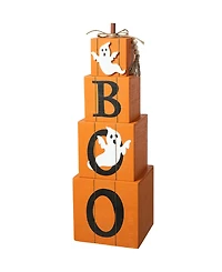 Glitzhome 25.5"H Halloween and Fall Wood Reversible Boxed Porch Decor