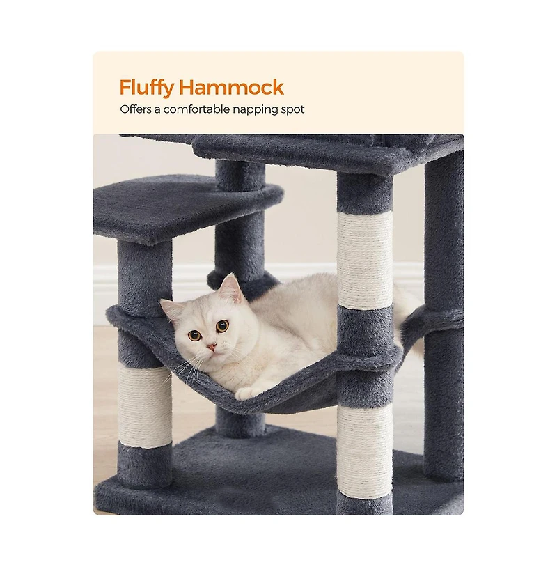 Slickblue Cat Tree, Tower, Condo With Scratching Posts, Hammock, Plush Perch, Activity Center