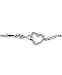 Bling Jewelry Delicate Dainty Cz Accent Infinity Heart Bolo Bracelet Sterling Silver Rhodium Plated Adjustable Slide 7"