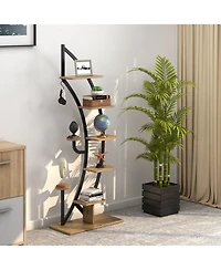 6-Tier 9 Potted Metal Plant Stand Holder Display Shelf with Hook