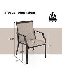 2 Piece Patio Dining Chairs Large Outdoor with Breathable Seat & Metal Frame
