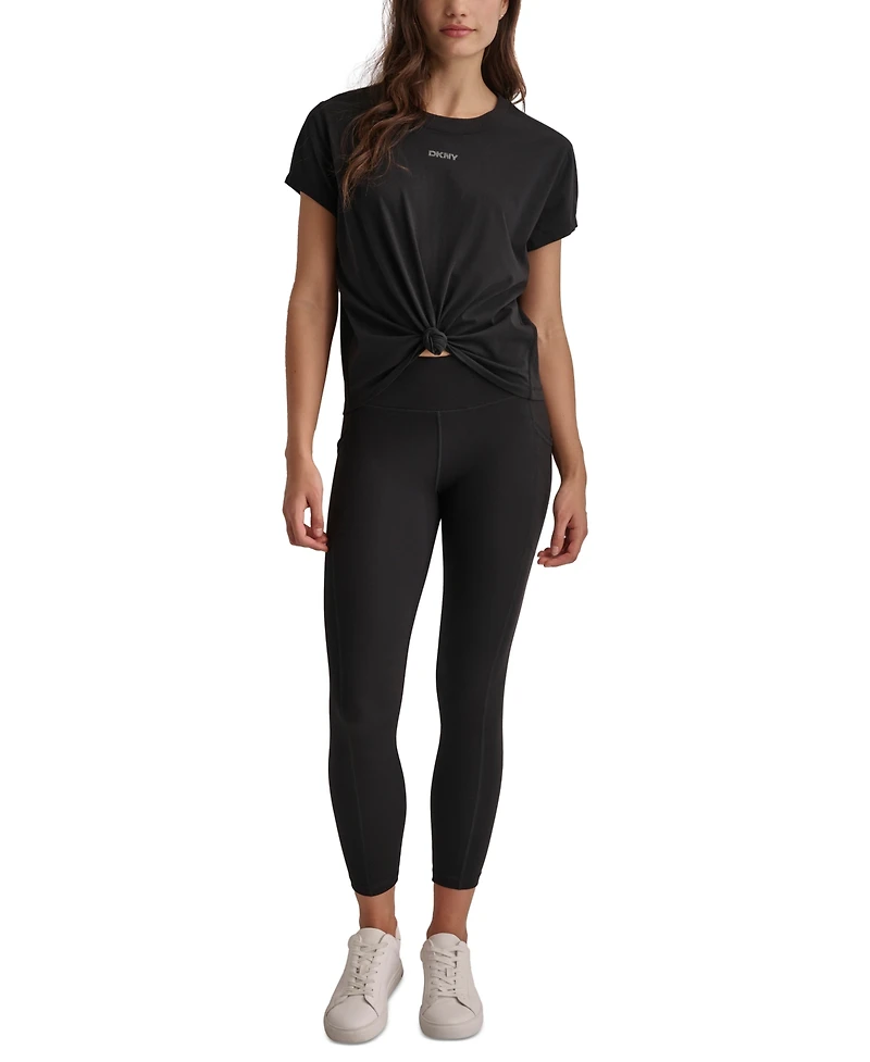 Dkny Sport Women's Cotton Stud Logo Knot-Front T-Shirt