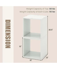 2PCS Stackable Storage Cube Free-standing Storage Organizer Bookcase for Bedroom