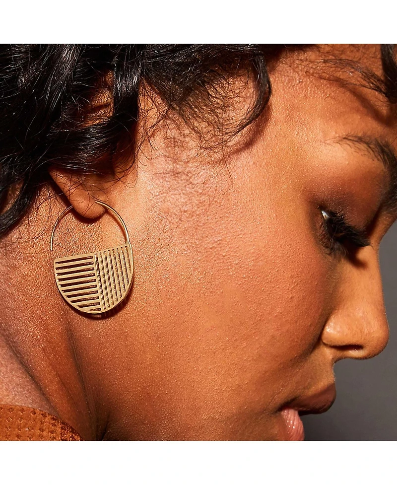 Ink + Alloy Maggie Opposite Lines Hoop Earrings Brass