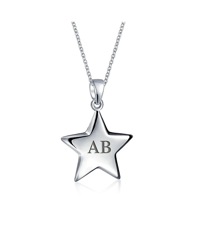 Bling Jewelry Minimalist American Usa Patriotic Celestial Rock Star Super Dangling Star Pendant Necklace Sterling Silver