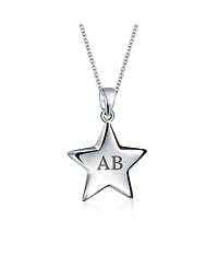 Bling Jewelry Minimalist American Usa Patriotic Celestial Rock Star Super Dangling Star Pendant Necklace Sterling Silver