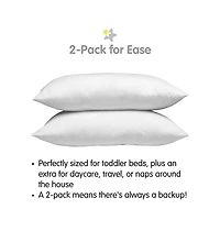 Breathable Baby Cotton Percale Toddler Pillow, 13" x 18" (2-Pack)