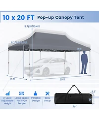 Costway 10 x 20 Ft Pop-up Canopy UPF50+ Sun Protection Tent with Carrying Bag