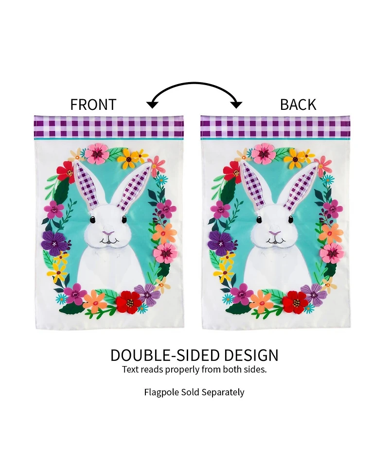 Evergreen Gingham Bunny Garden Applique Flag 12.5 x 18 Inches Indoor Outdoor Decor