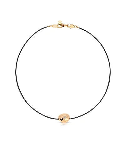 Ettika Single Crystal Polished Pebble Leather Pendant Necklace