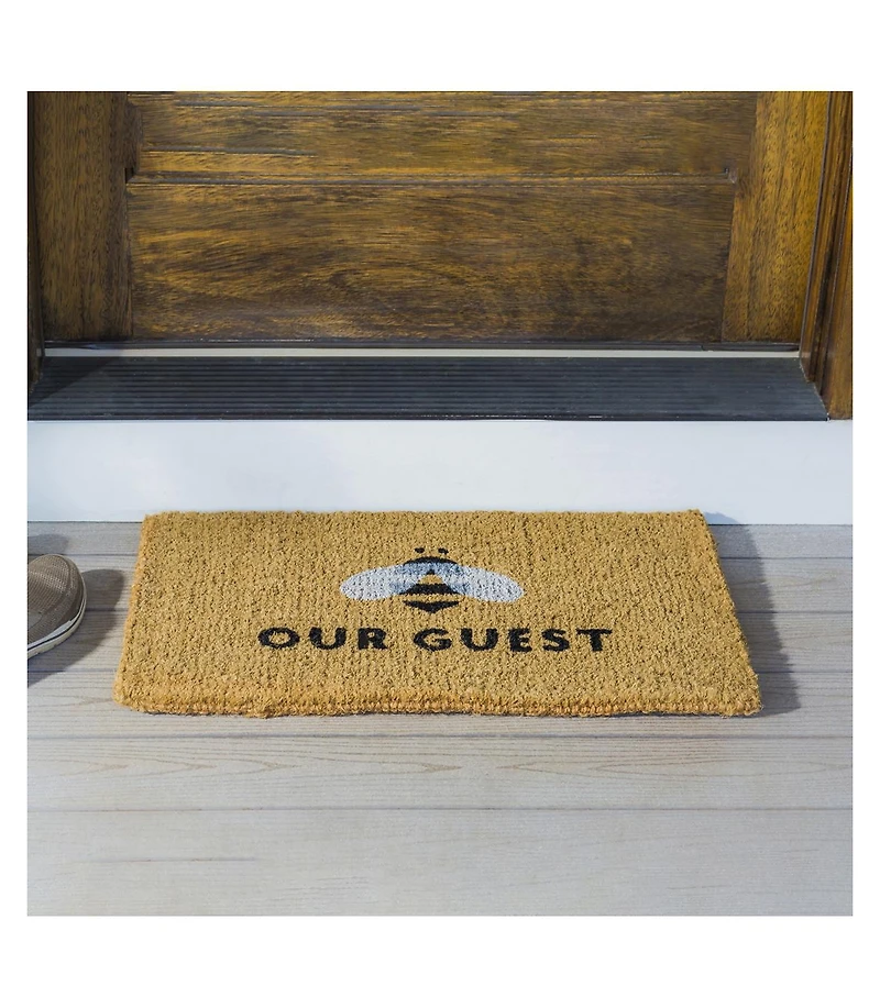 Evergreen Bee Our Guest Woven Back Indoor Outdoor Natural Coir Doormat 1'6"x2'6" Multicolored