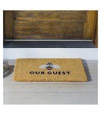 Evergreen Bee Our Guest Woven Back Indoor Outdoor Natural Coir Doormat 1'6"x2'6" Multicolored