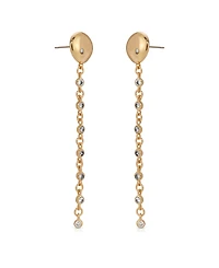 Ettika Polished Pebble Linear Crystal Chain Drop Earrings