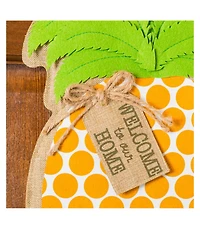 Evergreen Pineapple Greeting Burlap Door Decor, 11 x 17.5"H