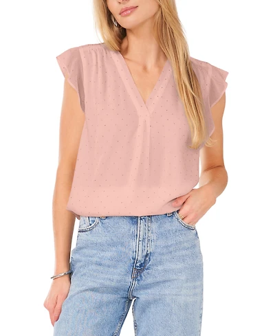 Vince Camuto Women's Embellished V-Neck Cap Sleeve Top
