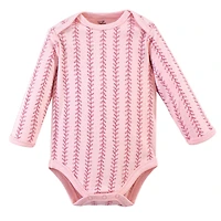 Touched by Nature Baby Girls Soft Natural Cotton Long-Sleeve One-Piece Essentials