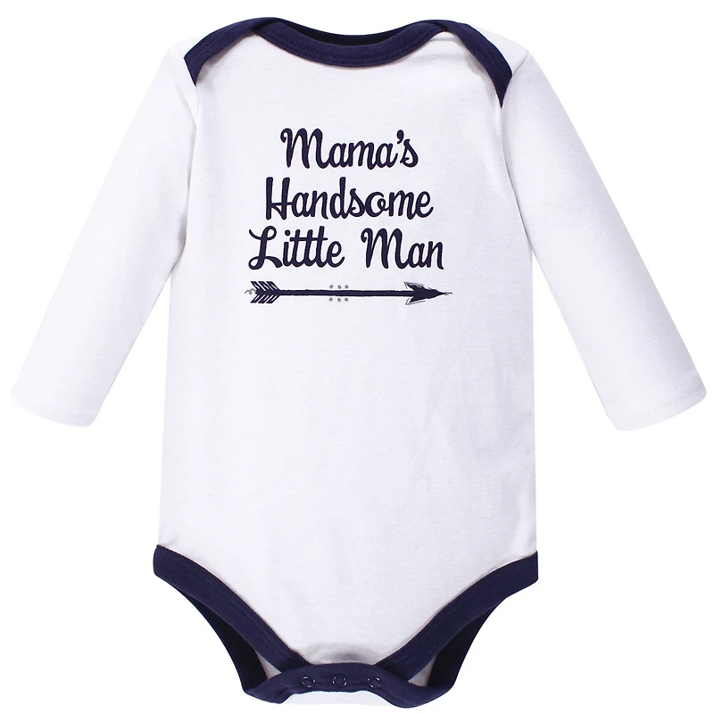 Hudson Baby Boys Soft Cotton Long-Sleeve Bodysuit Bundle (5-Count