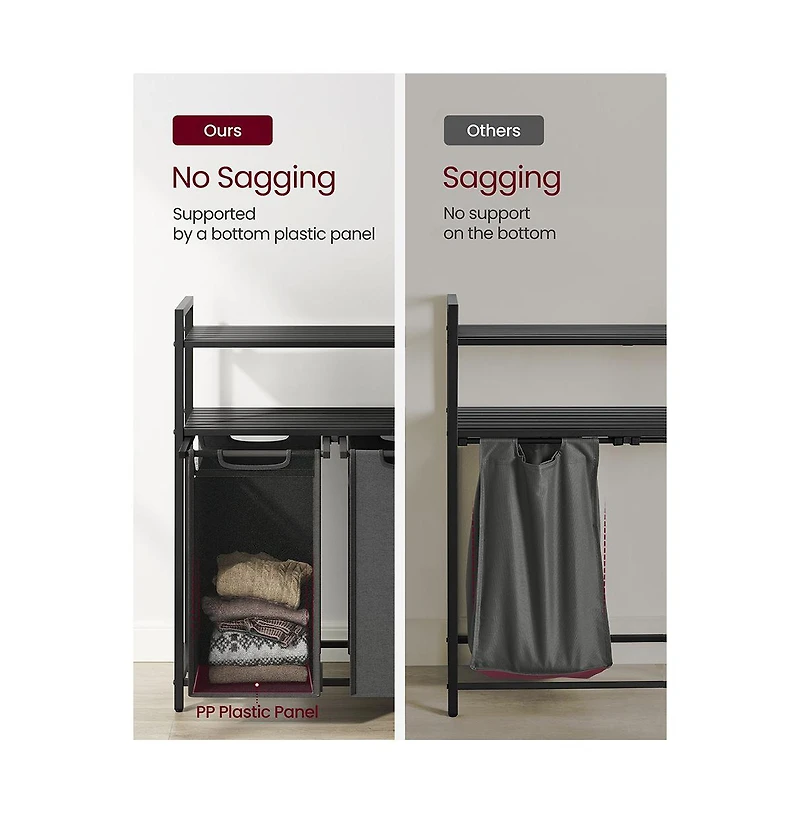 Slickblue Laundry Hamper, Sorter With 2 Pull-out And Removable Bags, Shelves, For Room