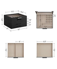 Slickblue Jewelry Box With Glass Lid, Multi-layer Organizer, For Big And Small