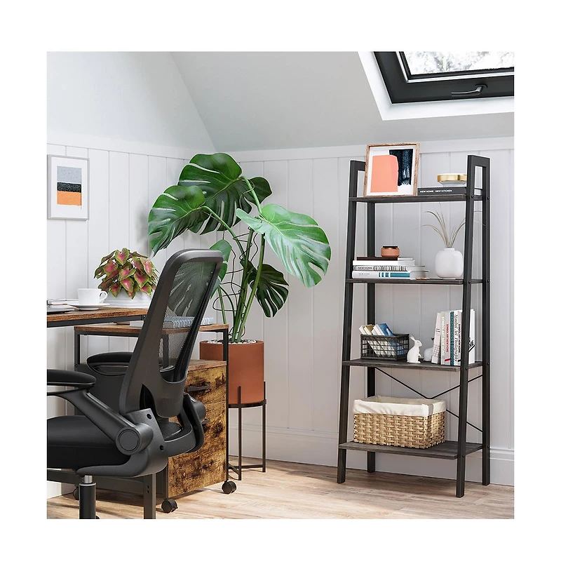 Slickblue 4-Tier Bookshelf Storage Rack, Shelves for Bathroom and Living Room Organization