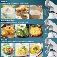 7.5 Qt Tilt-Head Stand Mixer 6 Speed with Egg Whisk, Dough Hook & Whisk
