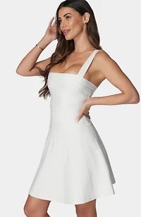 Bebe Women's Luxe Bandage Square Neck Fit & Flare Dress