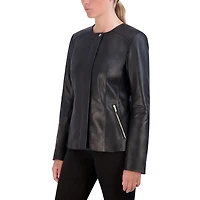 Cole Haan Women's Collarless Leather Jacket