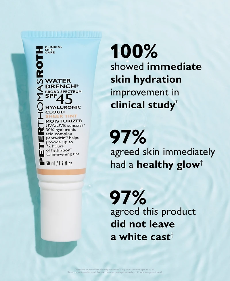 Peter Thomas Roth Water Drench Broad Spectrum Spf 45 Hyaluronic Cloud Sheer Tint Moisturizer, 20 ml