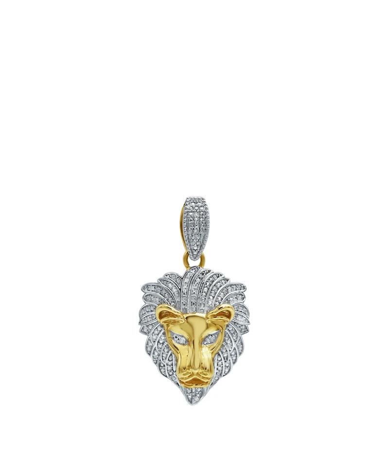 LuvMyJewelry King of the Jungle Natural Round Cut Diamond Pendant(0.09 cttw) in 14k Yellow Gold for Women & Men