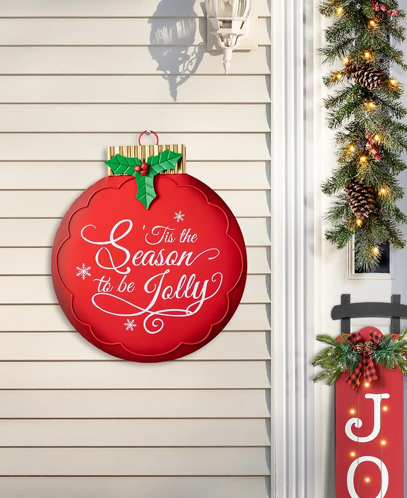 Glitzhome 32"H Large Metal Christmas Ornament Yard Stake or Wall Decor